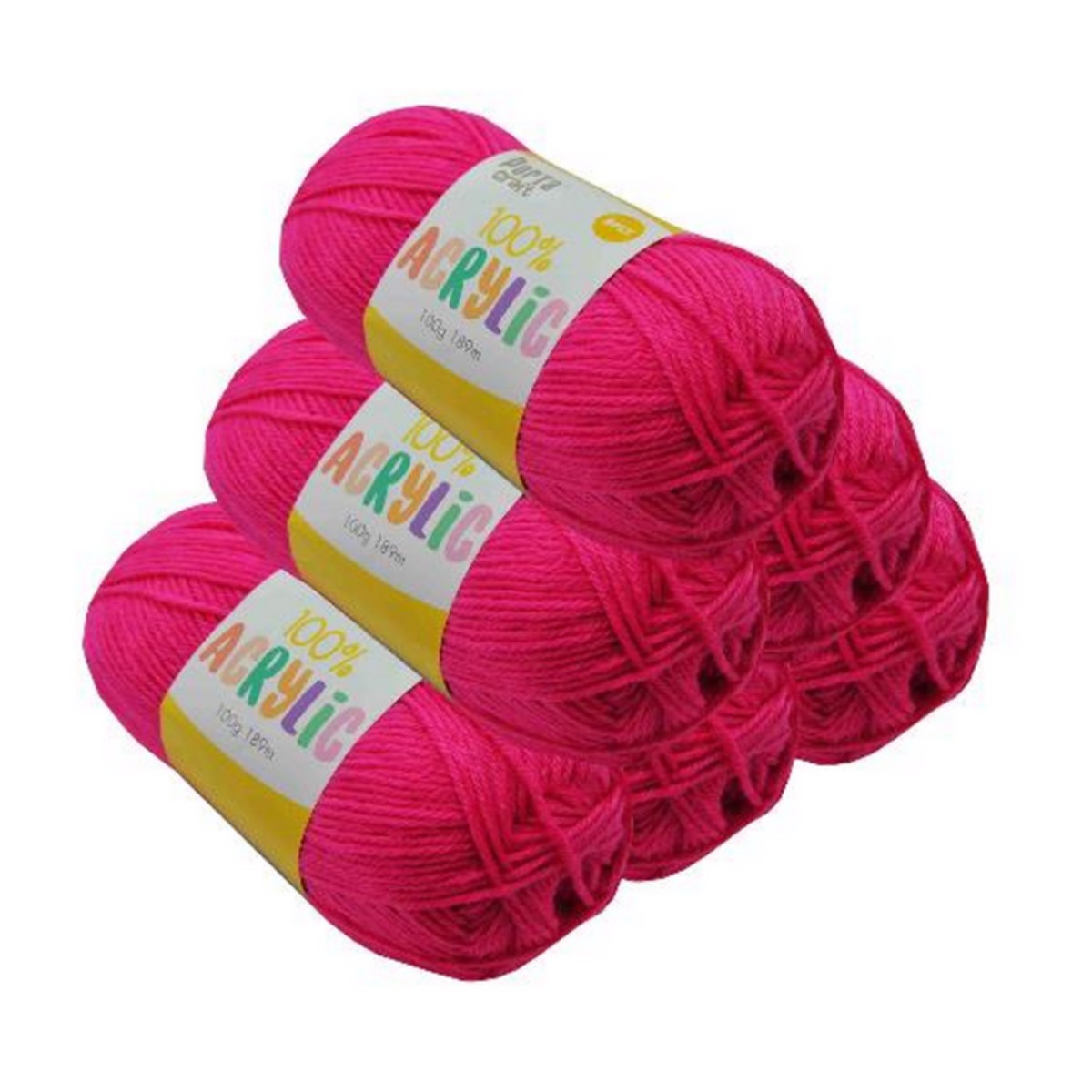 Acryl Yarn 100g 189m 8ply Solid 31 Hot Pink