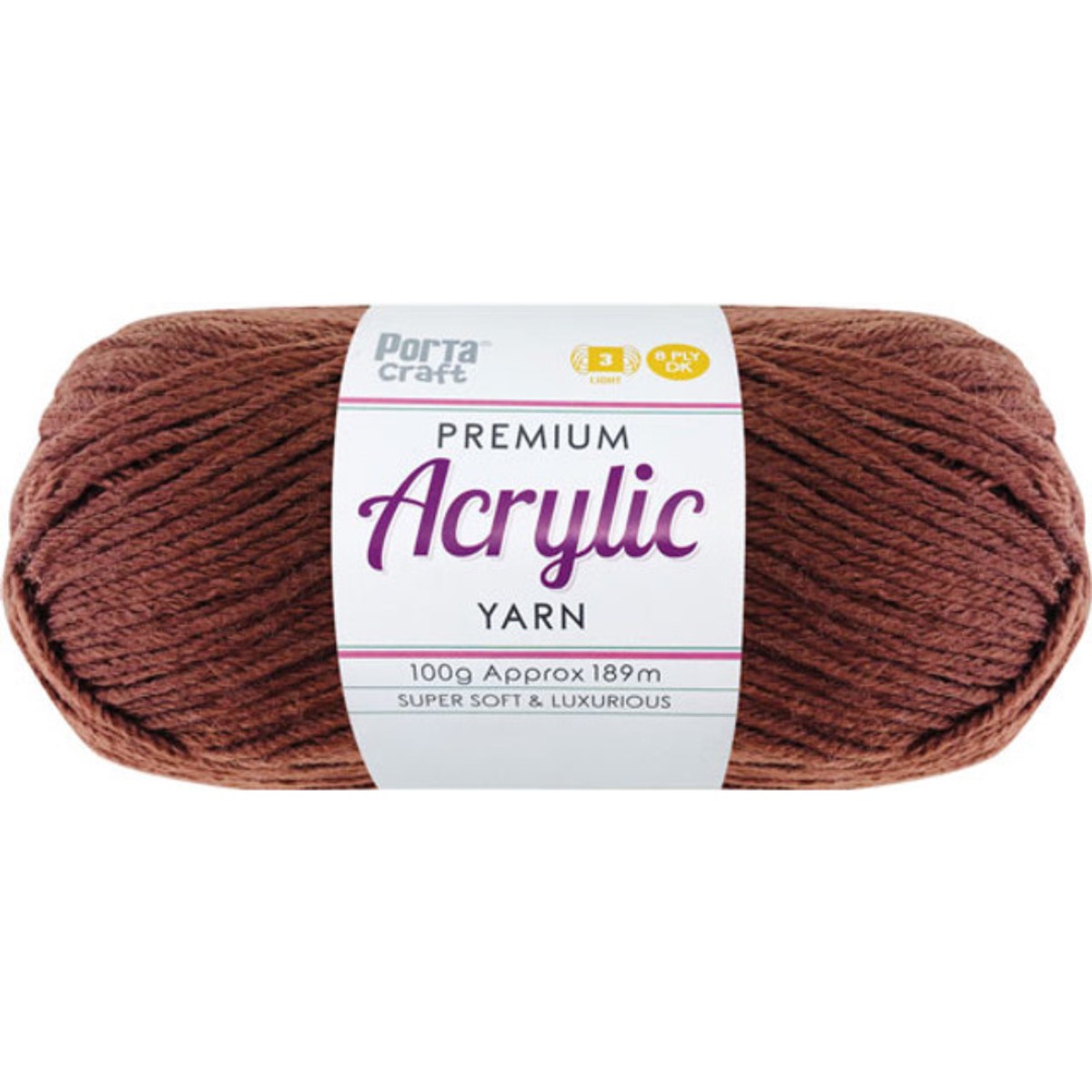 Acryl Yarn 100g 189m 8ply Solid 08 Chestnut