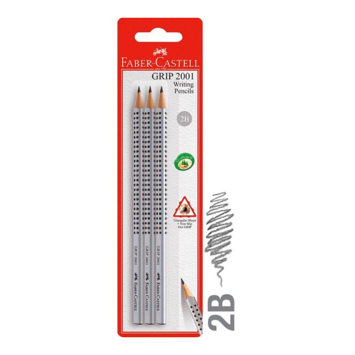 Grip 2001 Graphite Pencil 2B (Blister Pack 3)