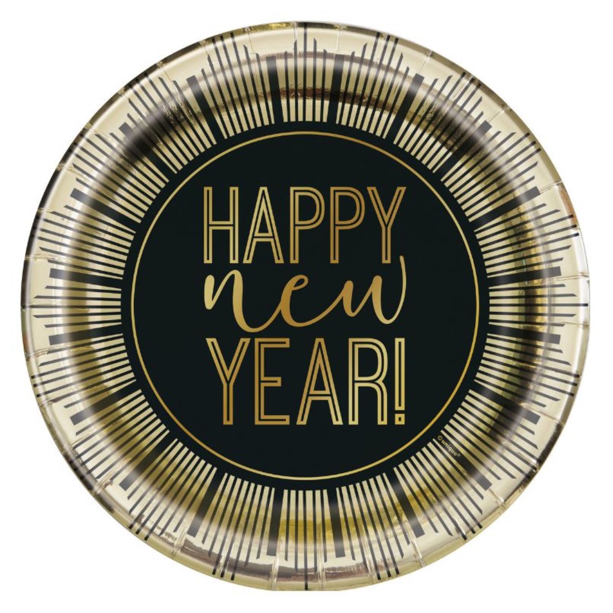 Roaring New Year 8 x 23cm (9in) Foil Stamped Paper Plates