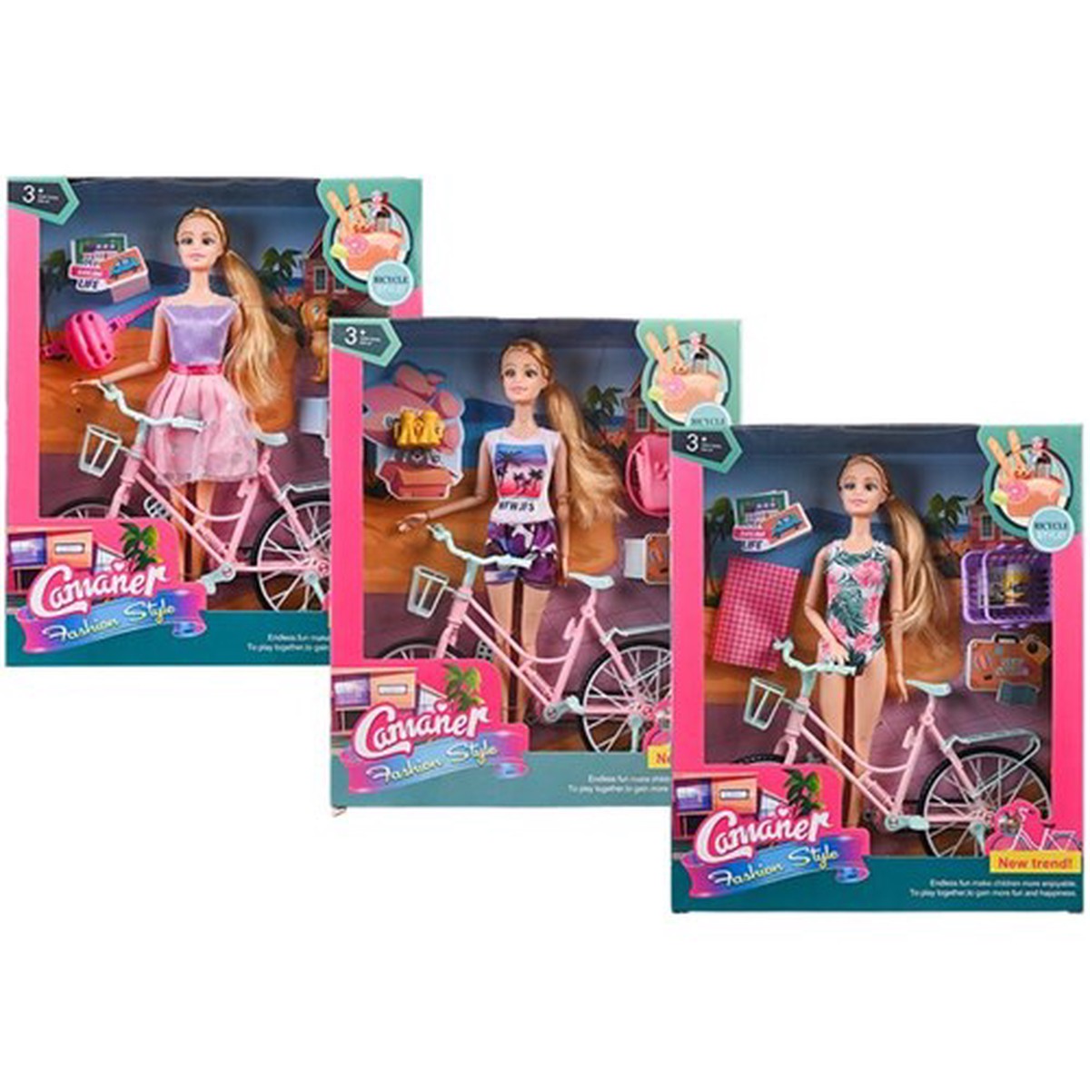 4pce Doll on Bike with Accessories