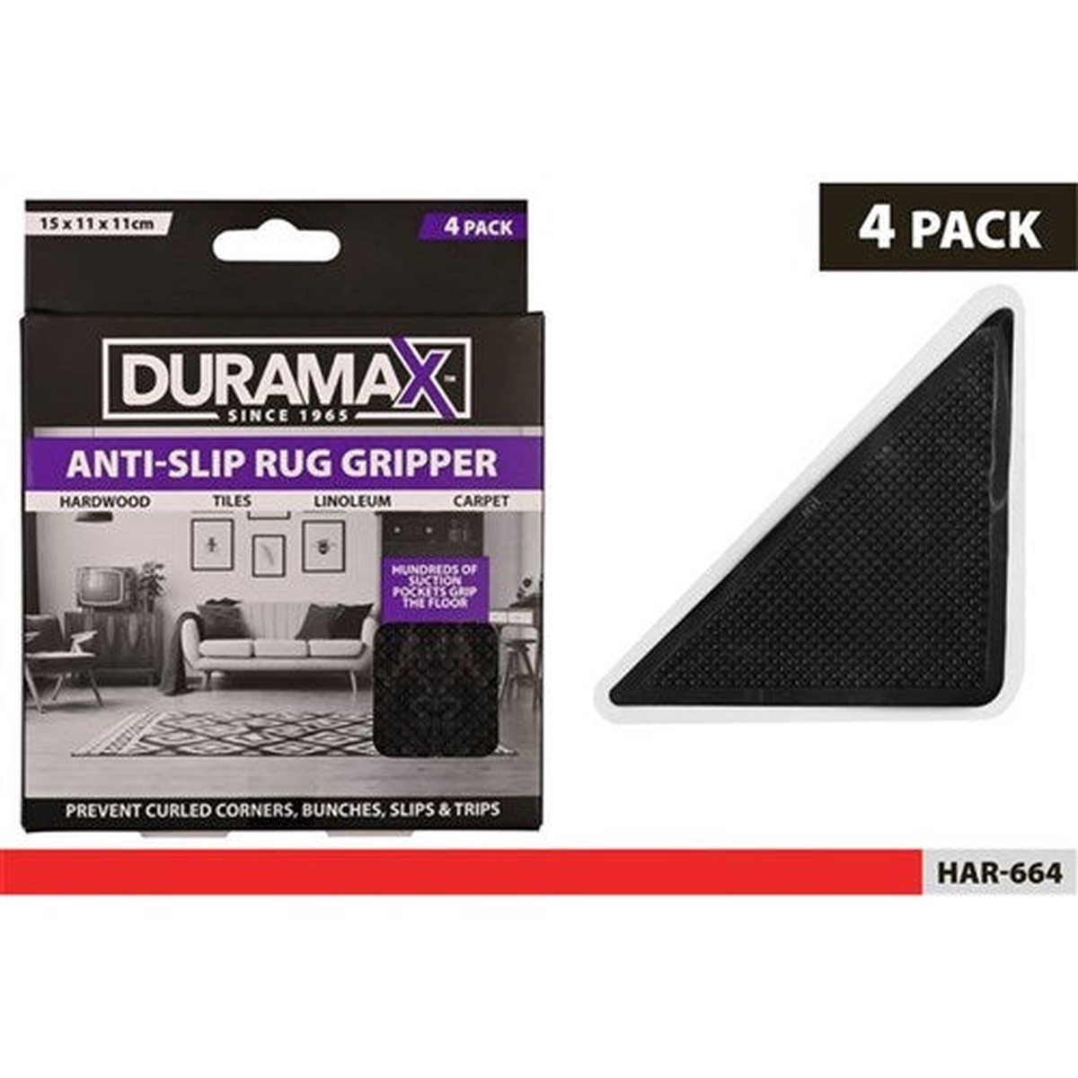 4pce Self-Adhesive Rug Grippers 15x11cm