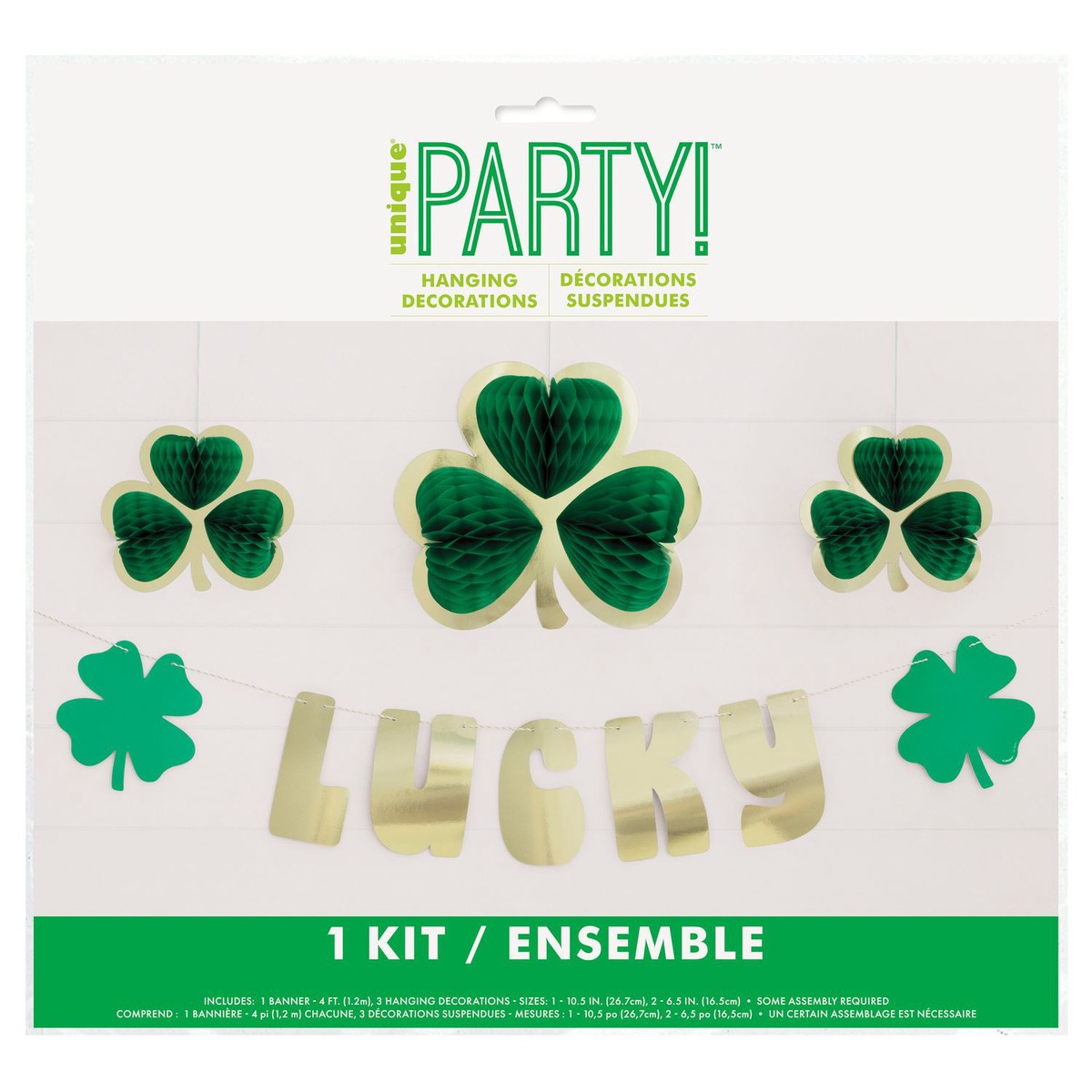 St Patrick's Foil Stamped Lucky Banner & Hanging Decoration Kit 4pce
