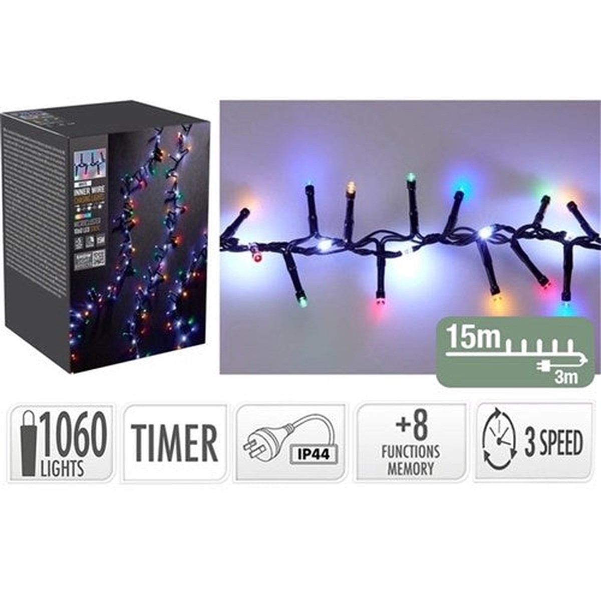 1060LED SnakeLight with FallMulti/White 15m