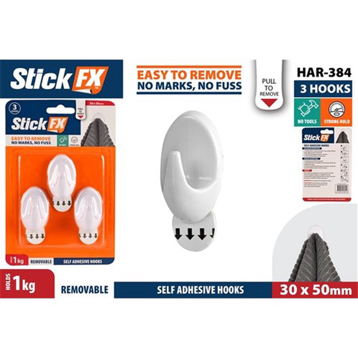 Self-Adhesive Hooks-1kg-Rem-5cm