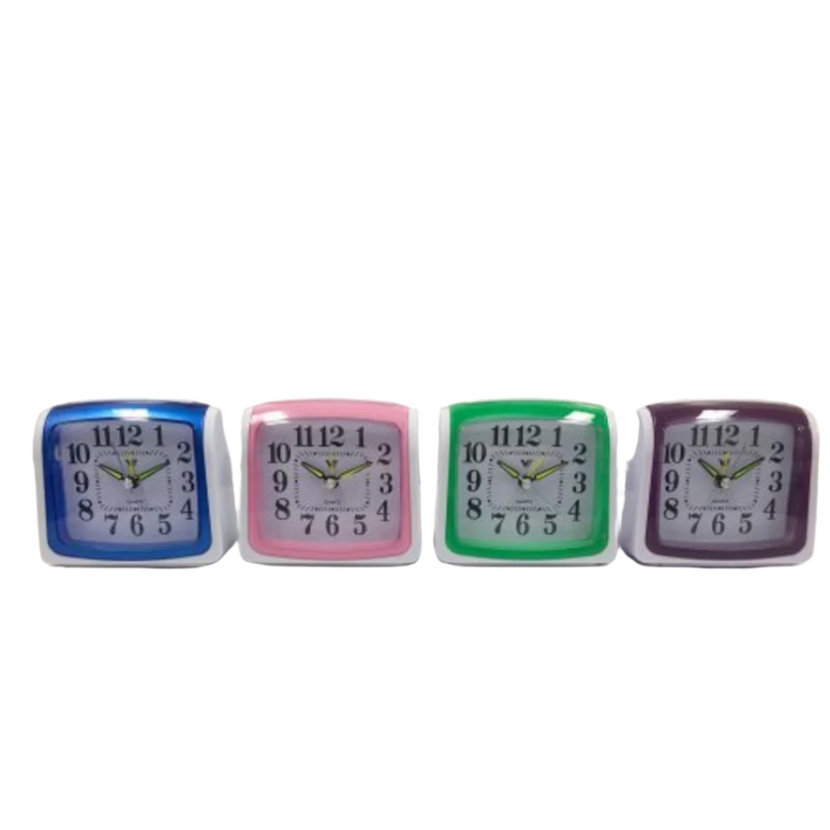Clock Square Alarm Table Clock With Light 9x9x3.5cm 4 Assorted