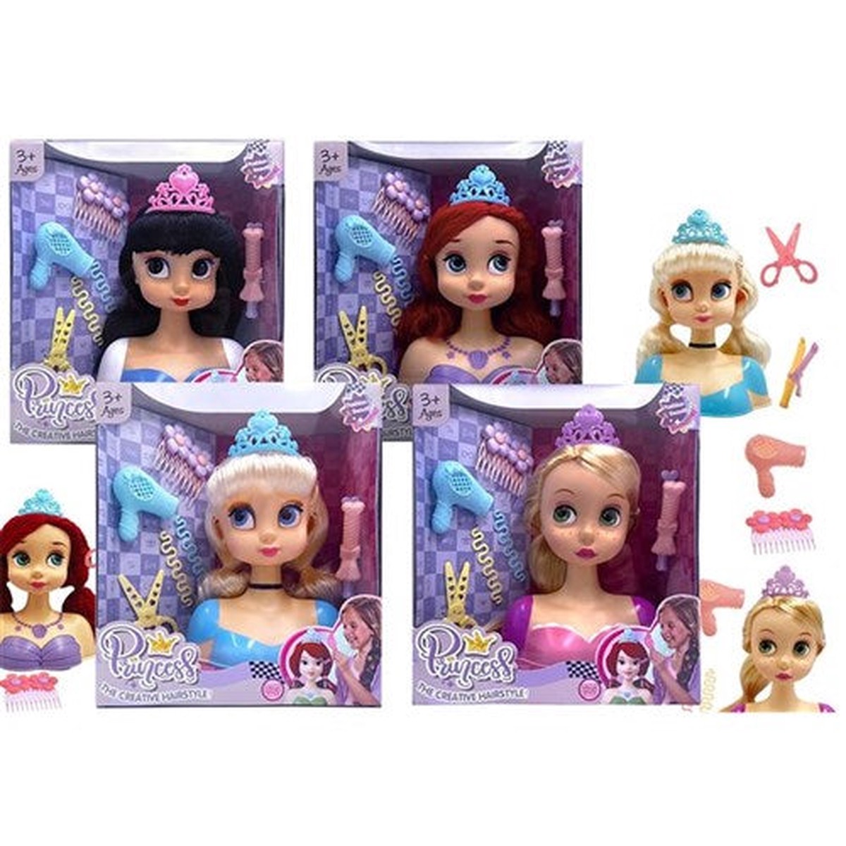 8pce Hair & Makeup Model Head w/Acc 20cm