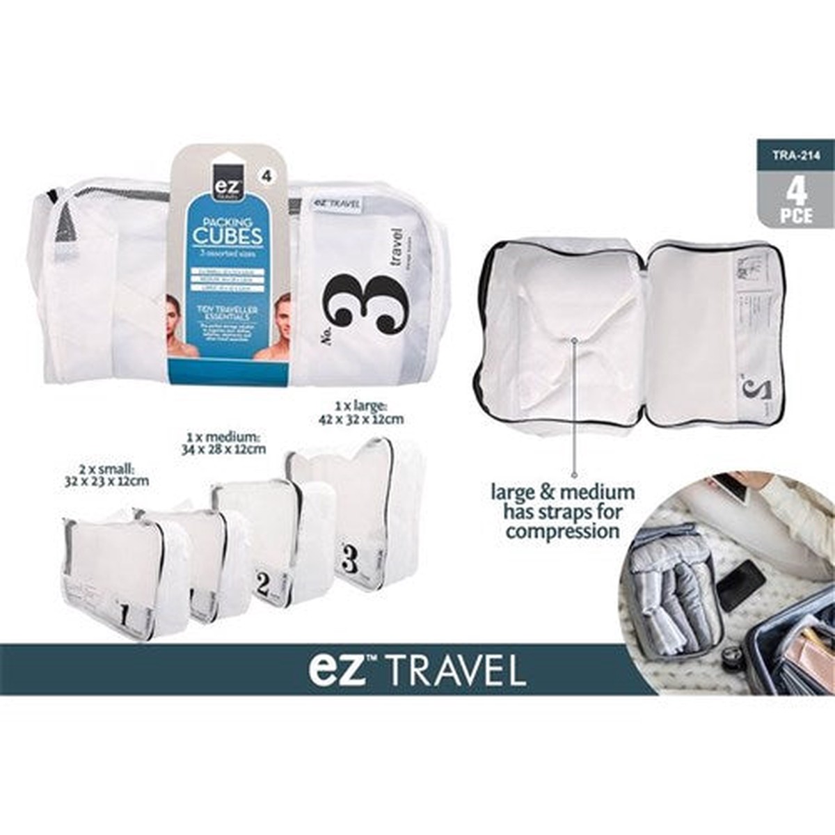 Premium Packing Cubes with Straps 3Size