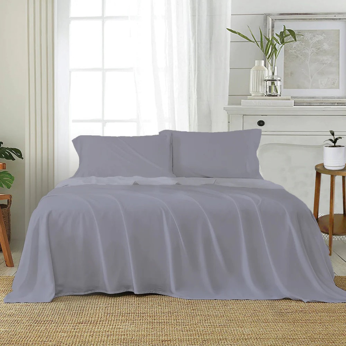 QB Microfibre Sheet Set Silver Grey