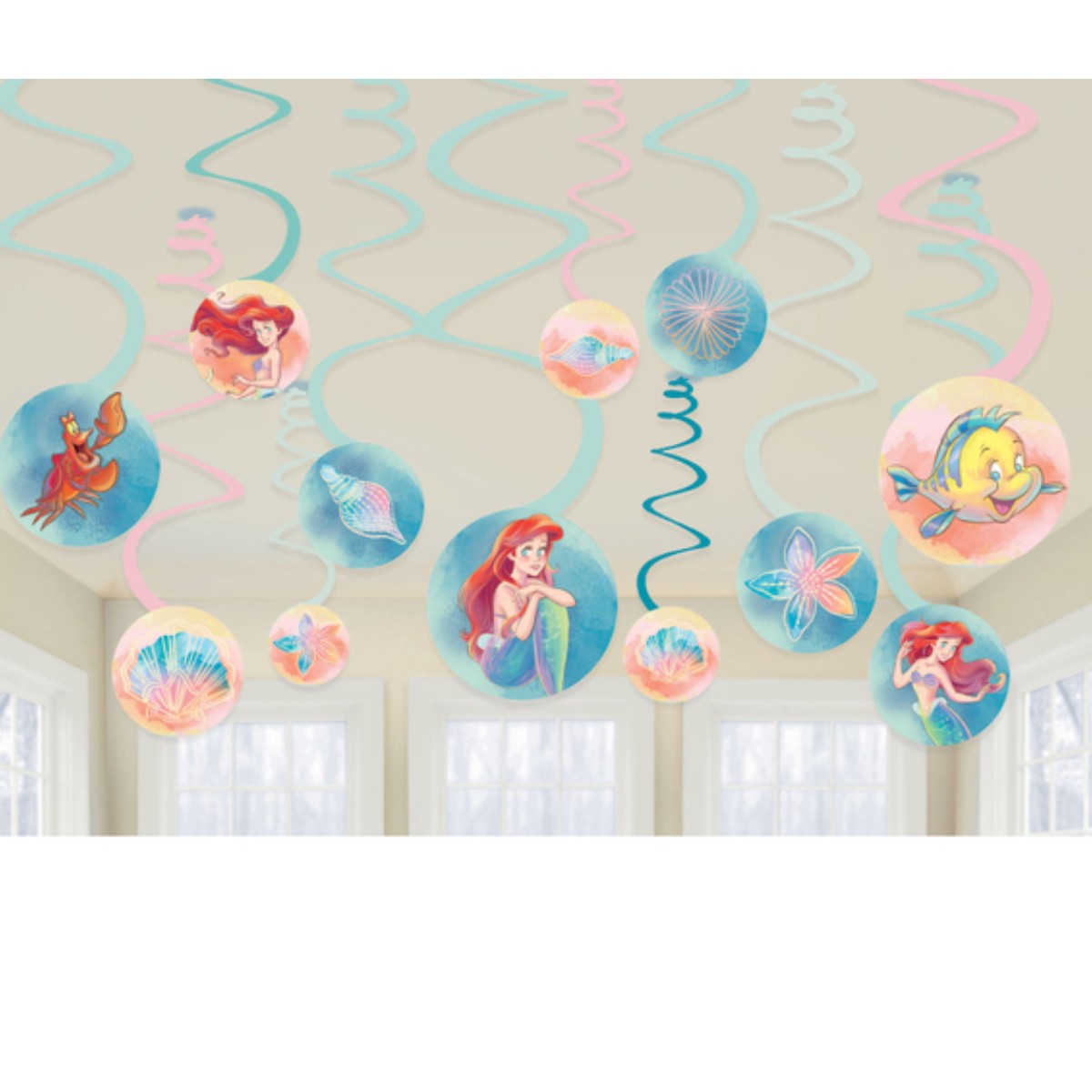The Little Mermaid Spiral Swirls Hanging Decorations 12Pk