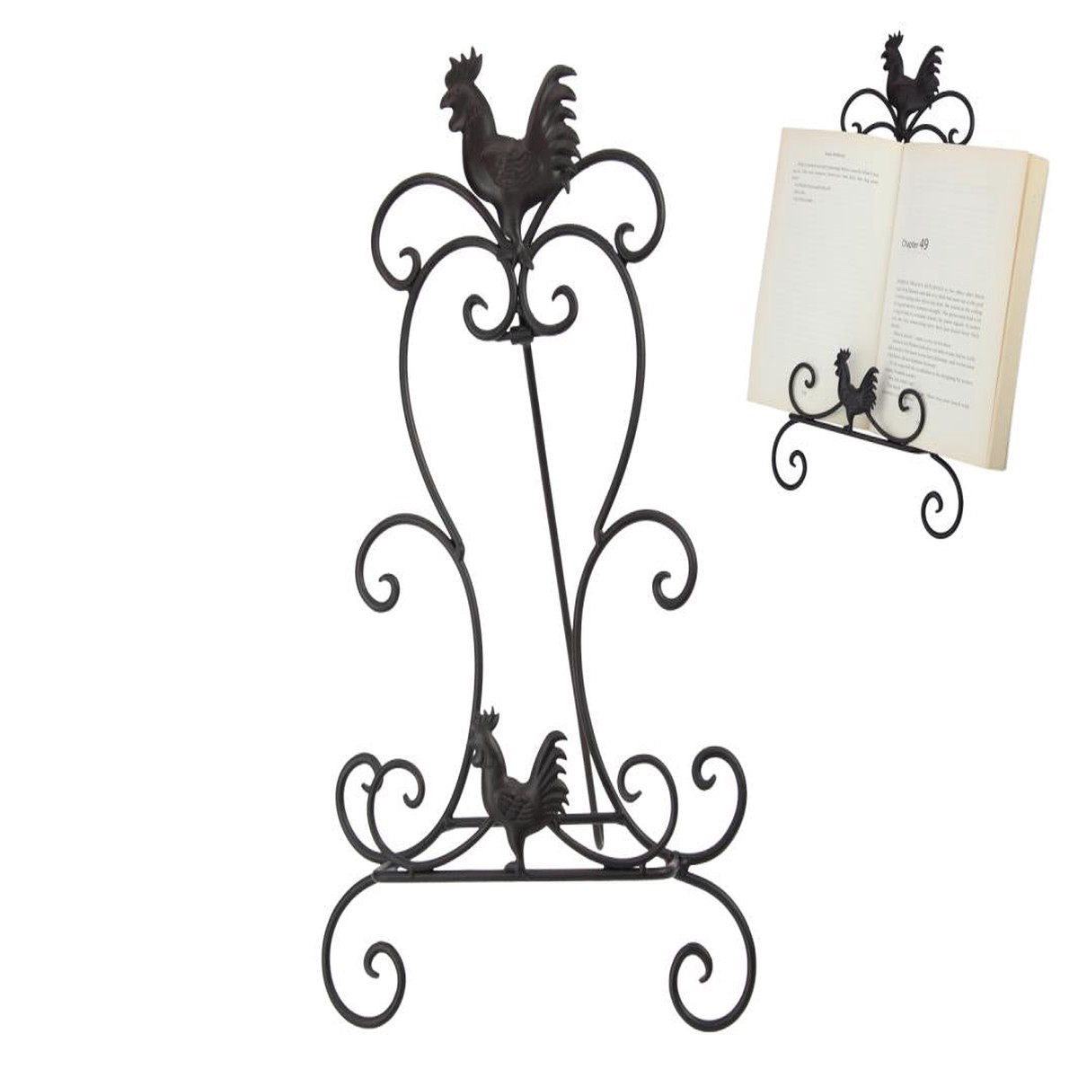 32CM METAL ROOSTER PLATE STAND