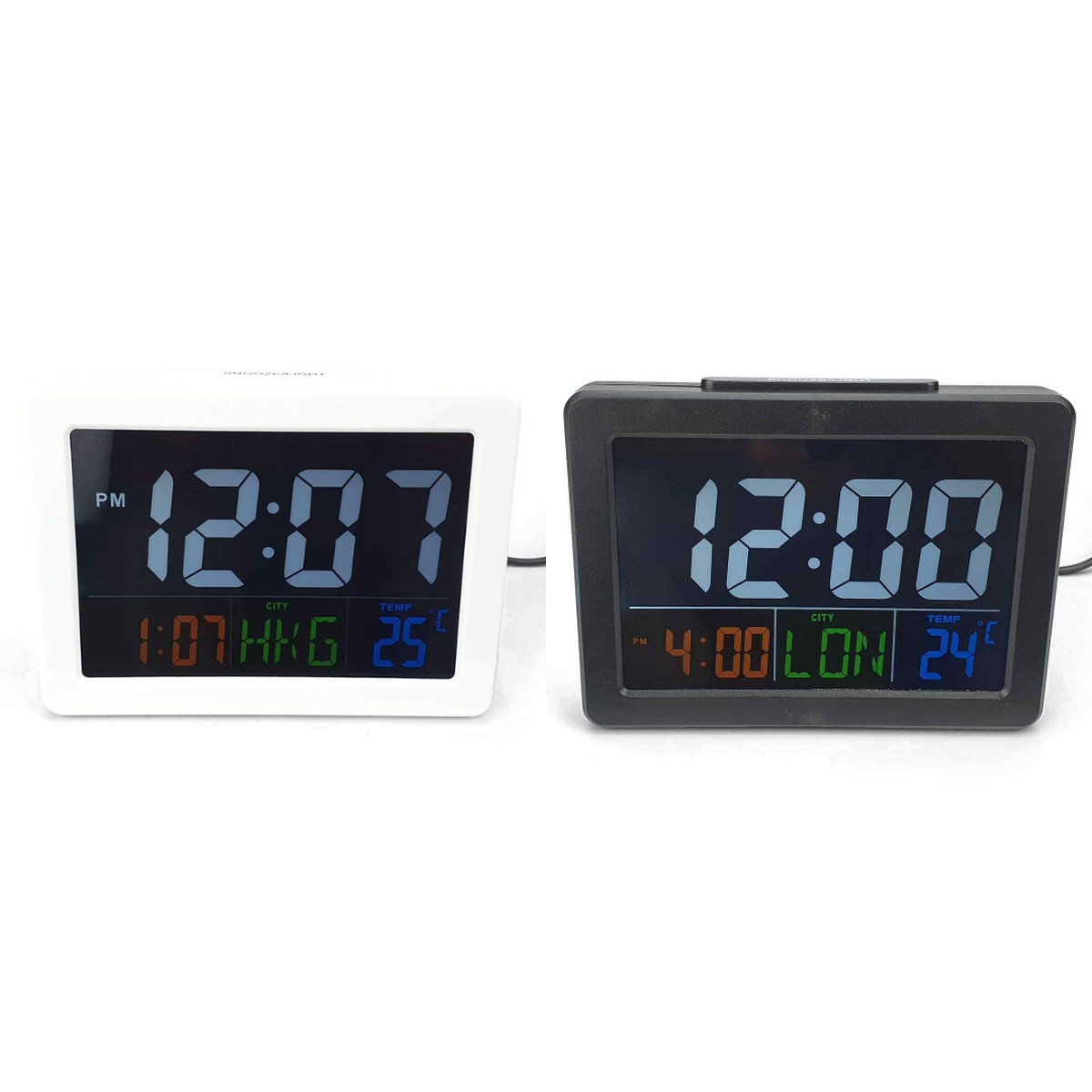 Clock Colour screen LCD table clock Black-White 2 Assorted