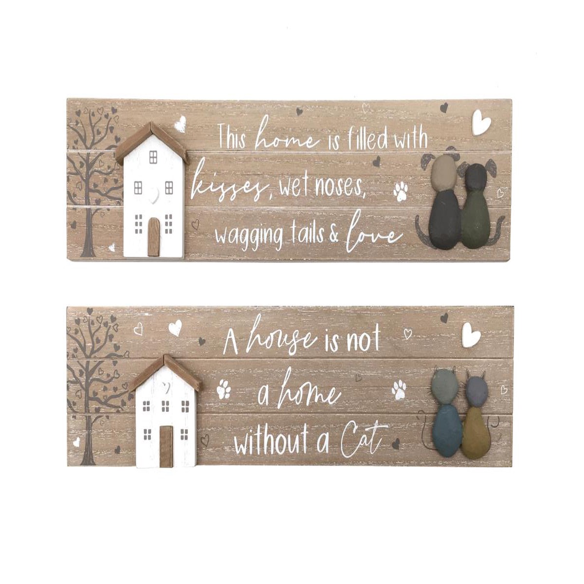 Wall Hanger With Cat/Dog Home Design 40x10cm