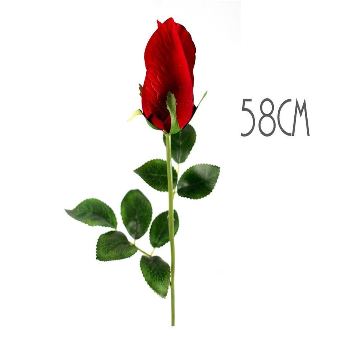 Artificial Single Stem Rose Red 58cmh