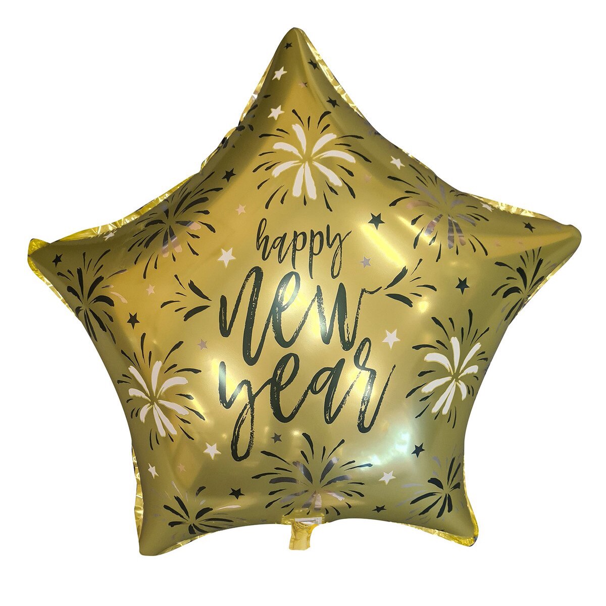 Foil Balloon Happy New Year Star Gold 43cm with Ribbon