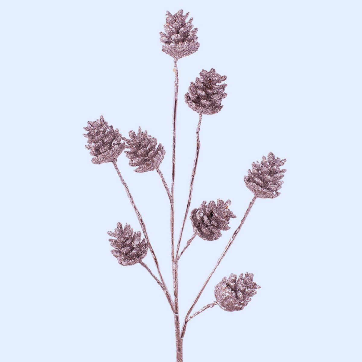 8 PINE CONE STEM W/SILVER FINISH 30CM