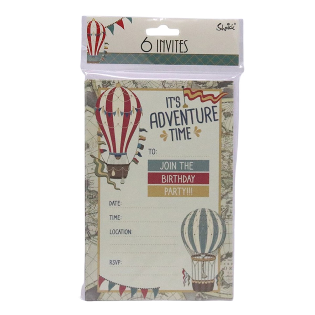 Vintage Hot Air Balloon Invites Pk Of 6