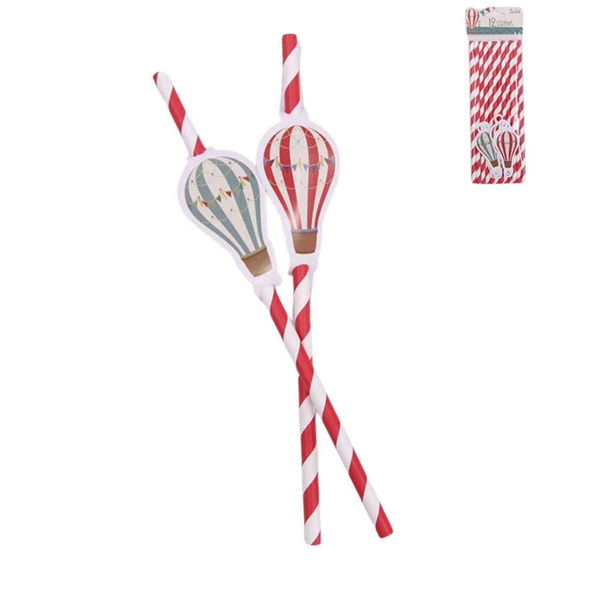 Vintage Hot Air Balloon Straws Pk Of 12