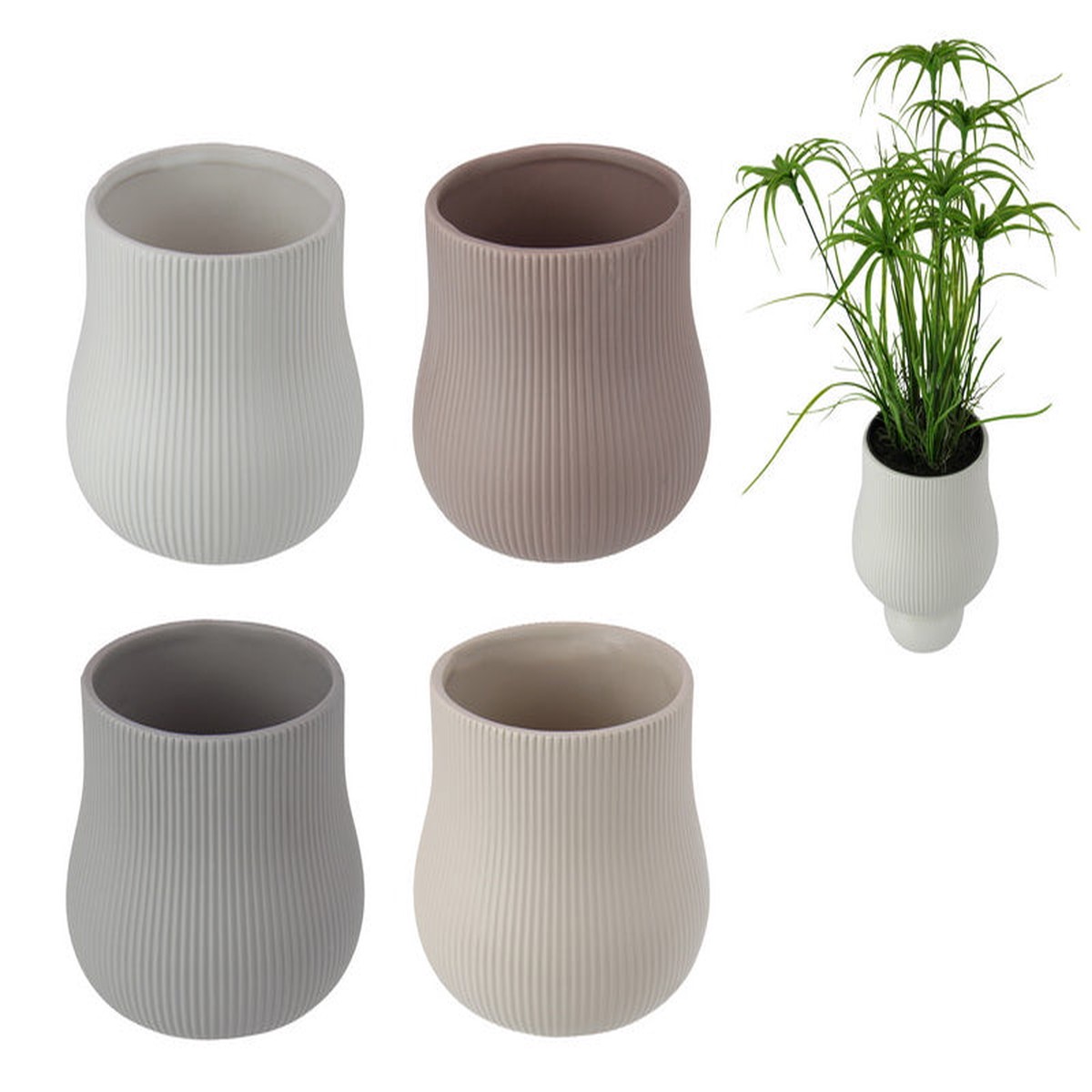 13.5CM RIPPLE POT ON BASE 4 ASSTD