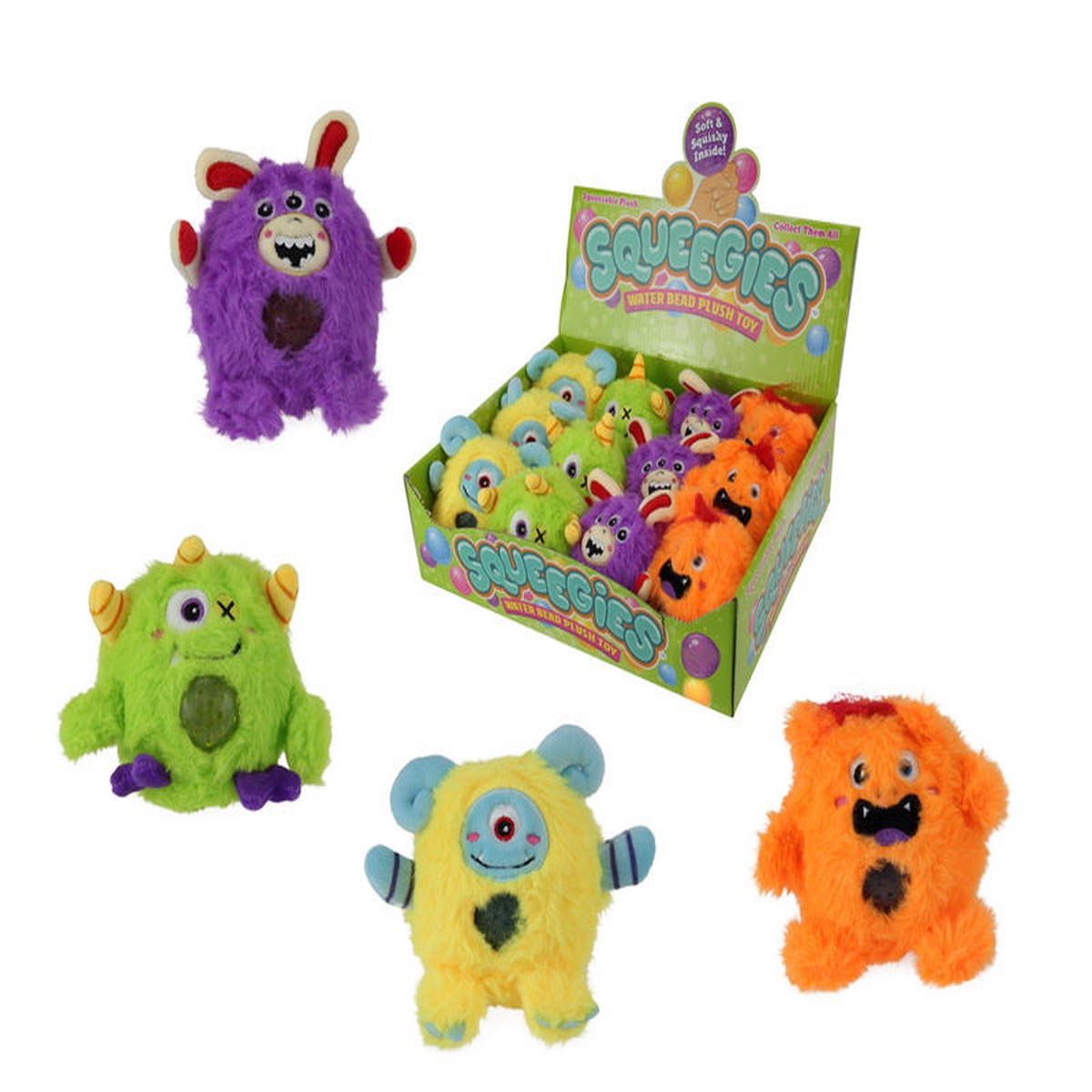 8CM MONSTER BEAD PLUSH ANIMAL 4 ASSTD