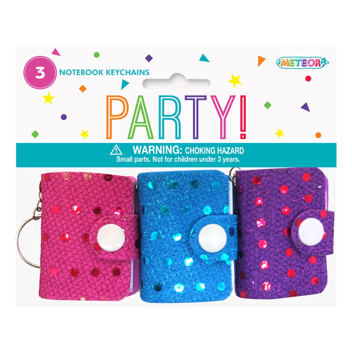 3 Sequin Notebook Keychains