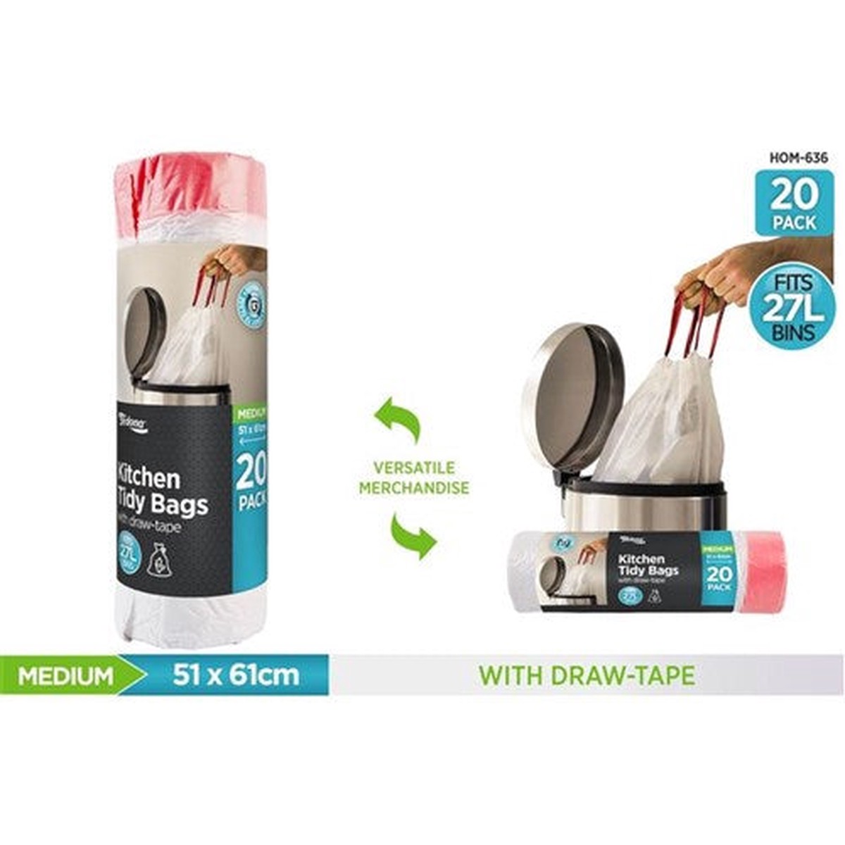 20pce KitchenTidyBagsw/dstring51x61cm27L