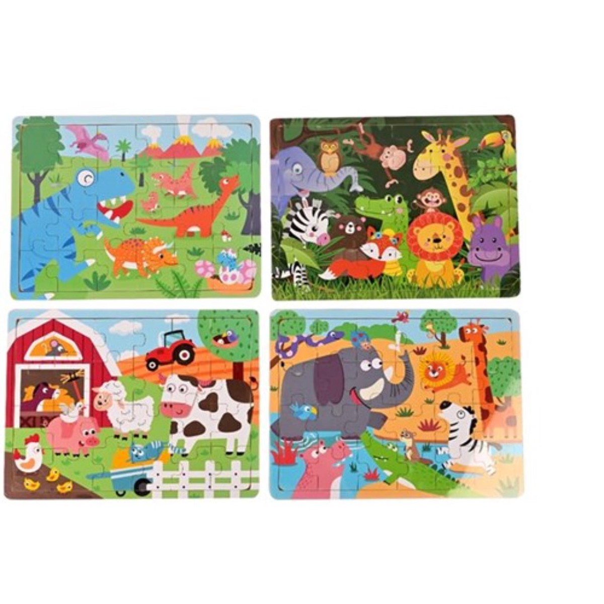 24pce Wooden Puzzle Dinosaur & Animals