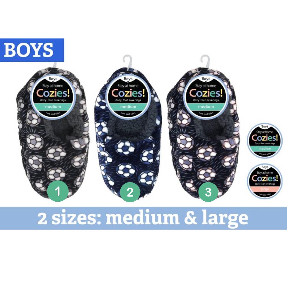 Boys Sherpa Slippers Ser2 1Pair Assorted