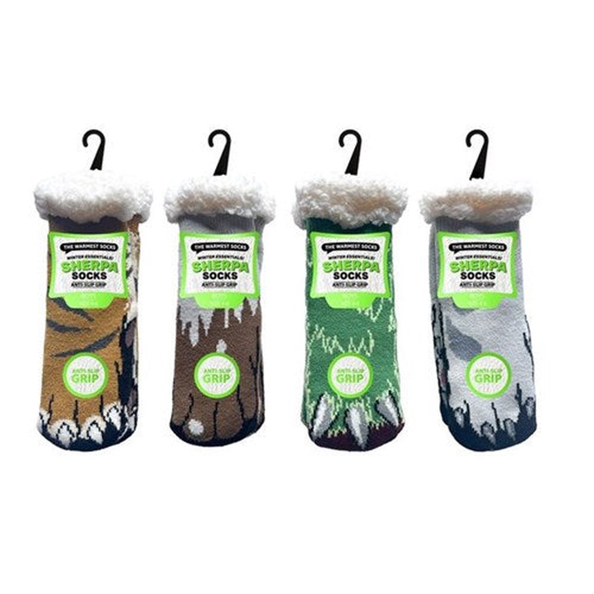 Boys Sherpa Socks Straight Animal Assorted