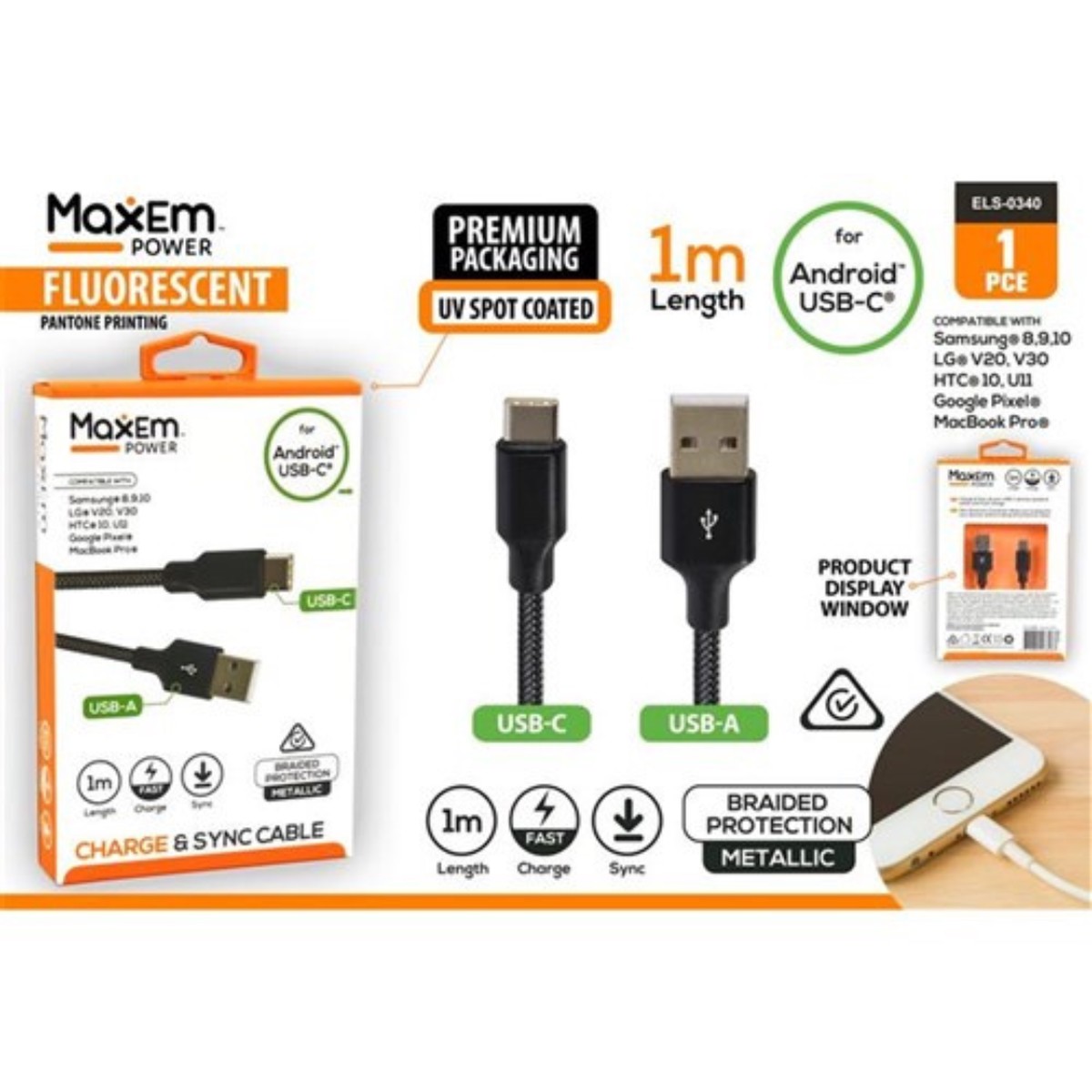 Braided USB TYPE C Cable 1m