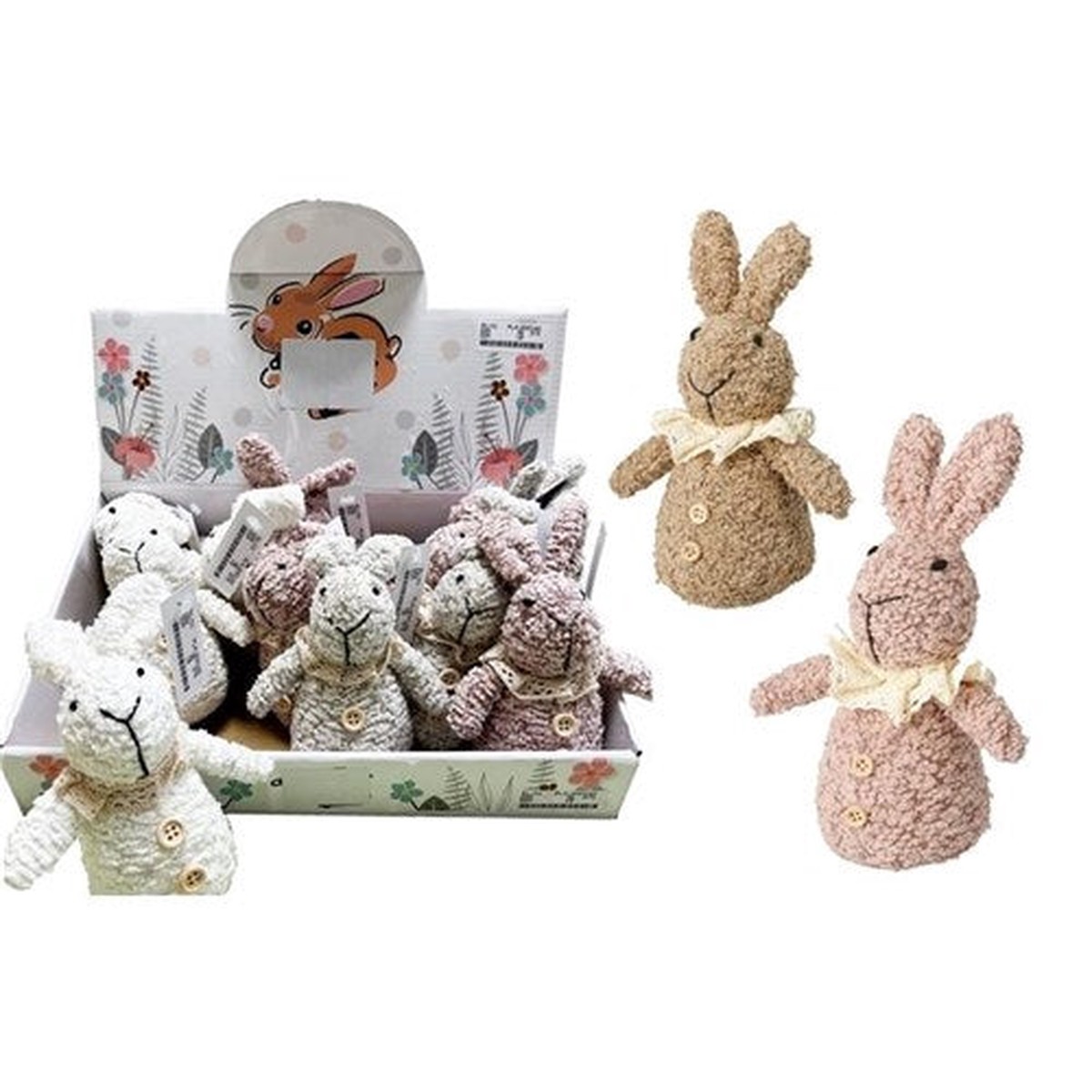 Cuddly Bunny Polyester 18cm 4 Assorted