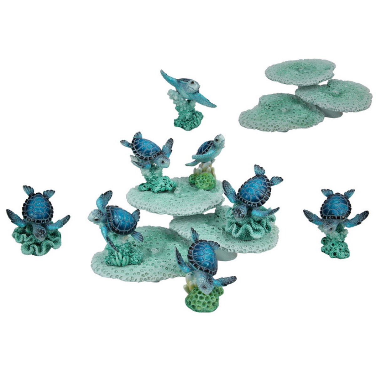 Turtle on Coral with Coral Base 5 Assorted 8cm