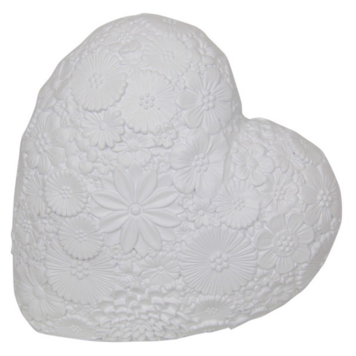 WHITE FLORAL HEART 22CM