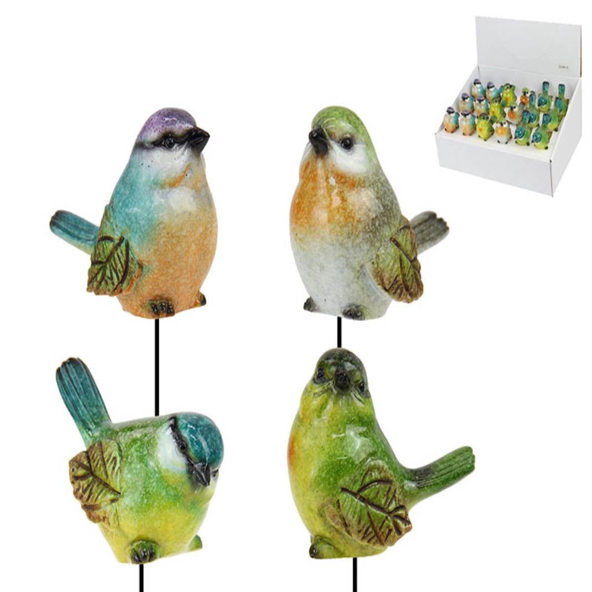 12CM MARBLE BIRD GARDEN STAKE