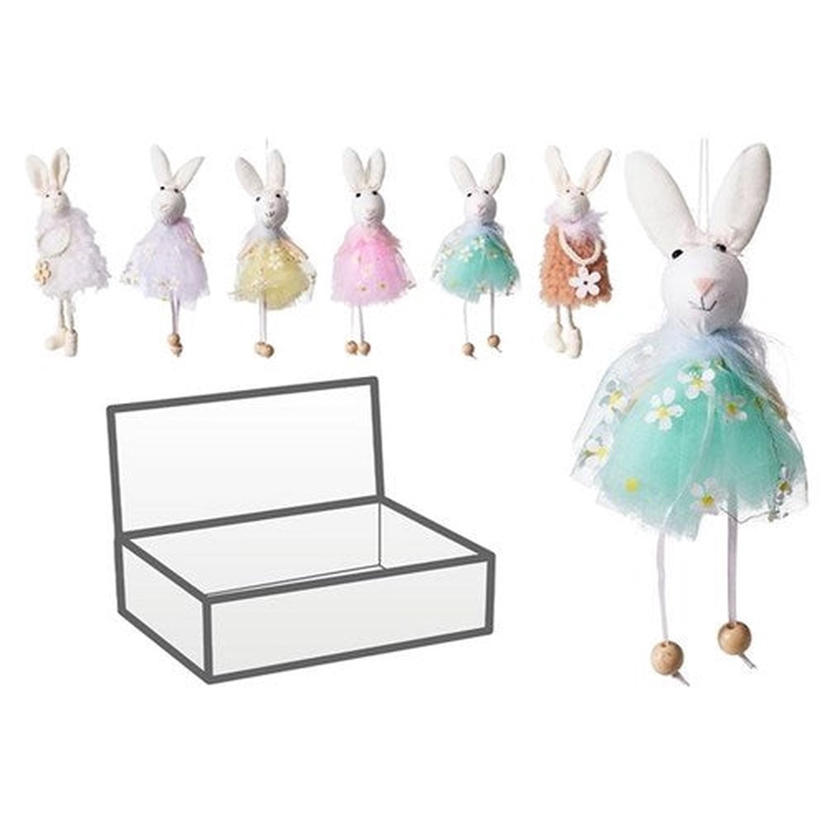 Bunny Hanging Deco Fabric 18cm 4 Assorted