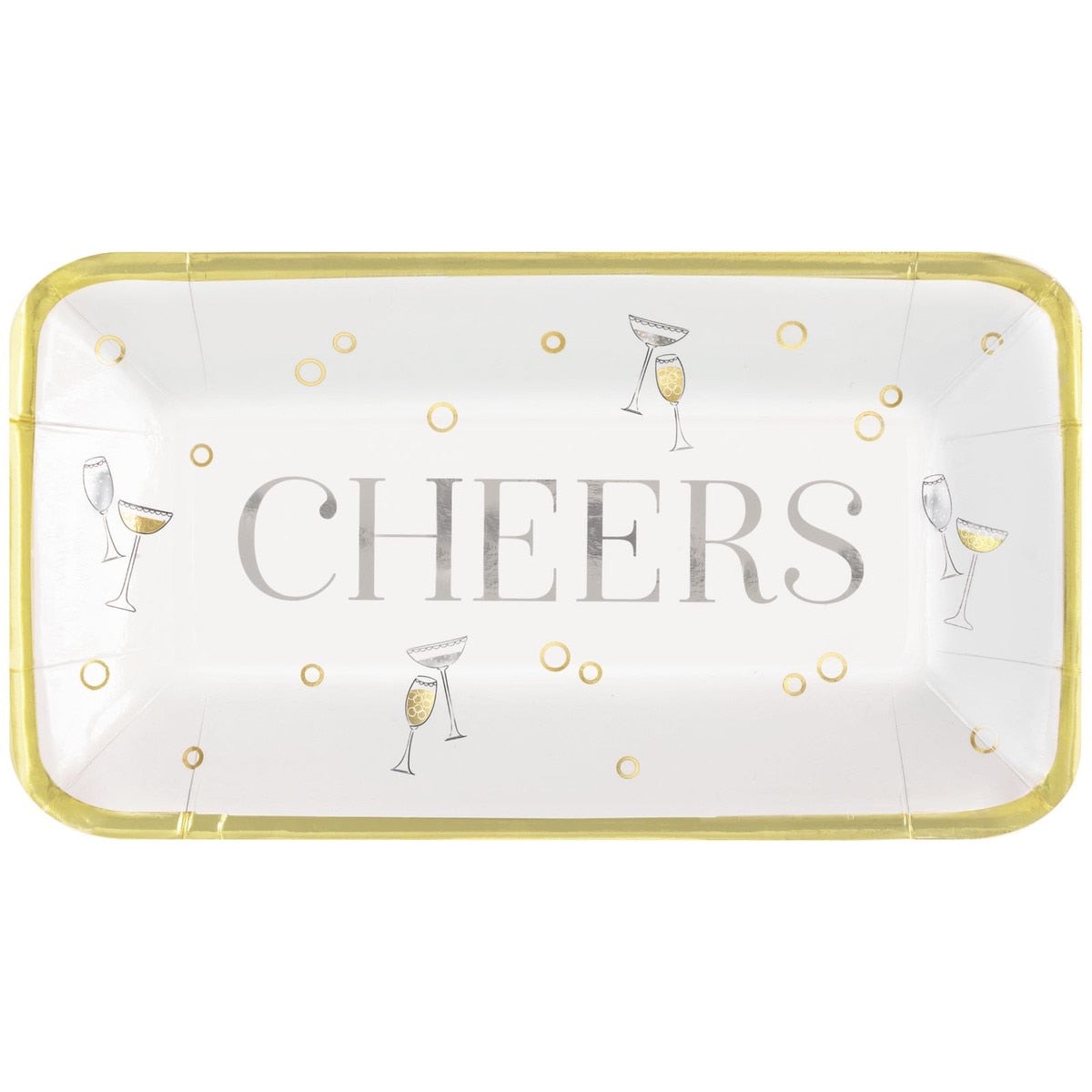 Cheers 8 x 23cm x 13cm (9in x 5in) Foil Stamped Appetizer Paper Plates