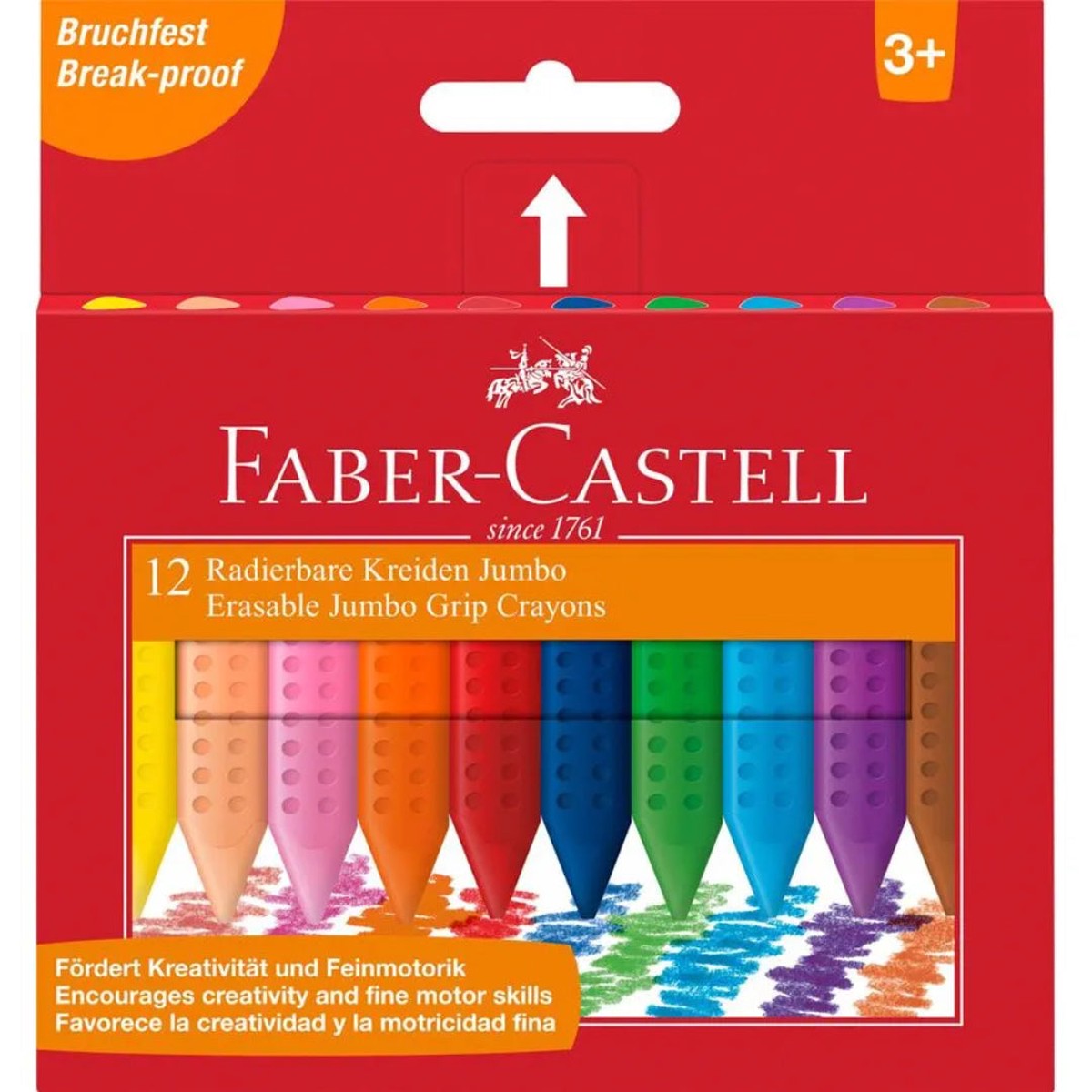Faber Castell Jumbo Grip Erasable Crayon Assorted (Box 12)