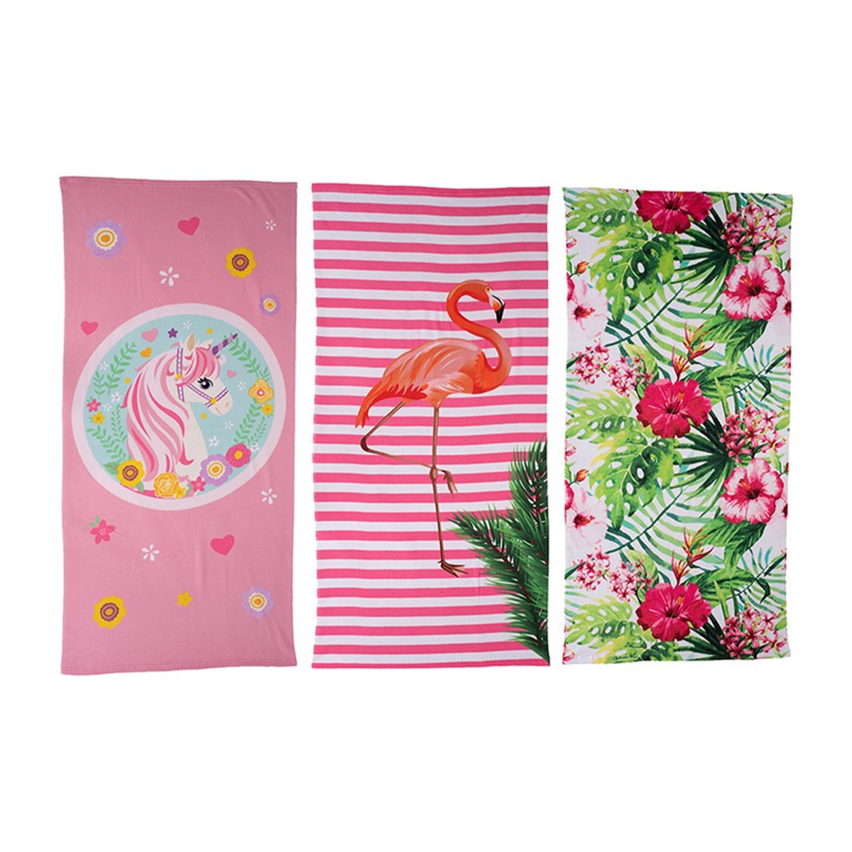 3 Asst FEMALE BEACH TOWEL 70X150CM