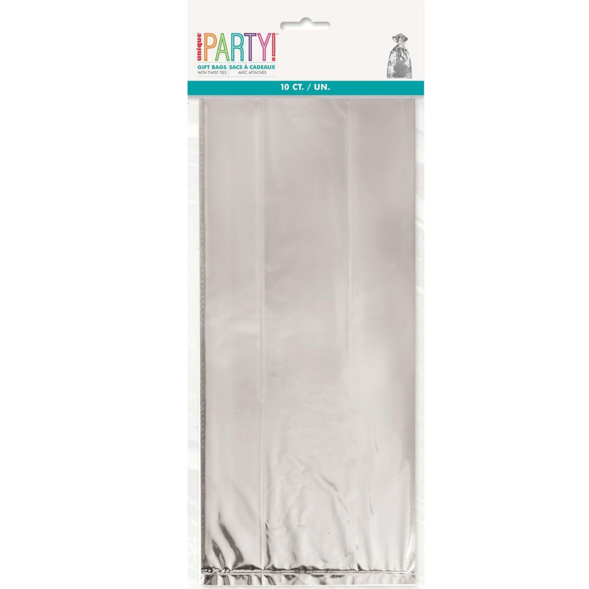 10 Cello Bags - Silver Foil