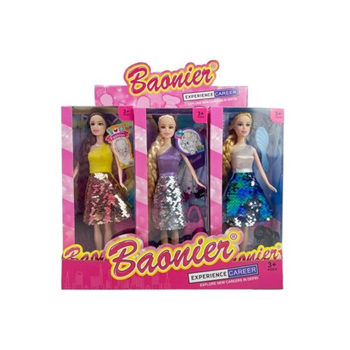 3pce Fashion Doll Party Dress with Accessories 30cm