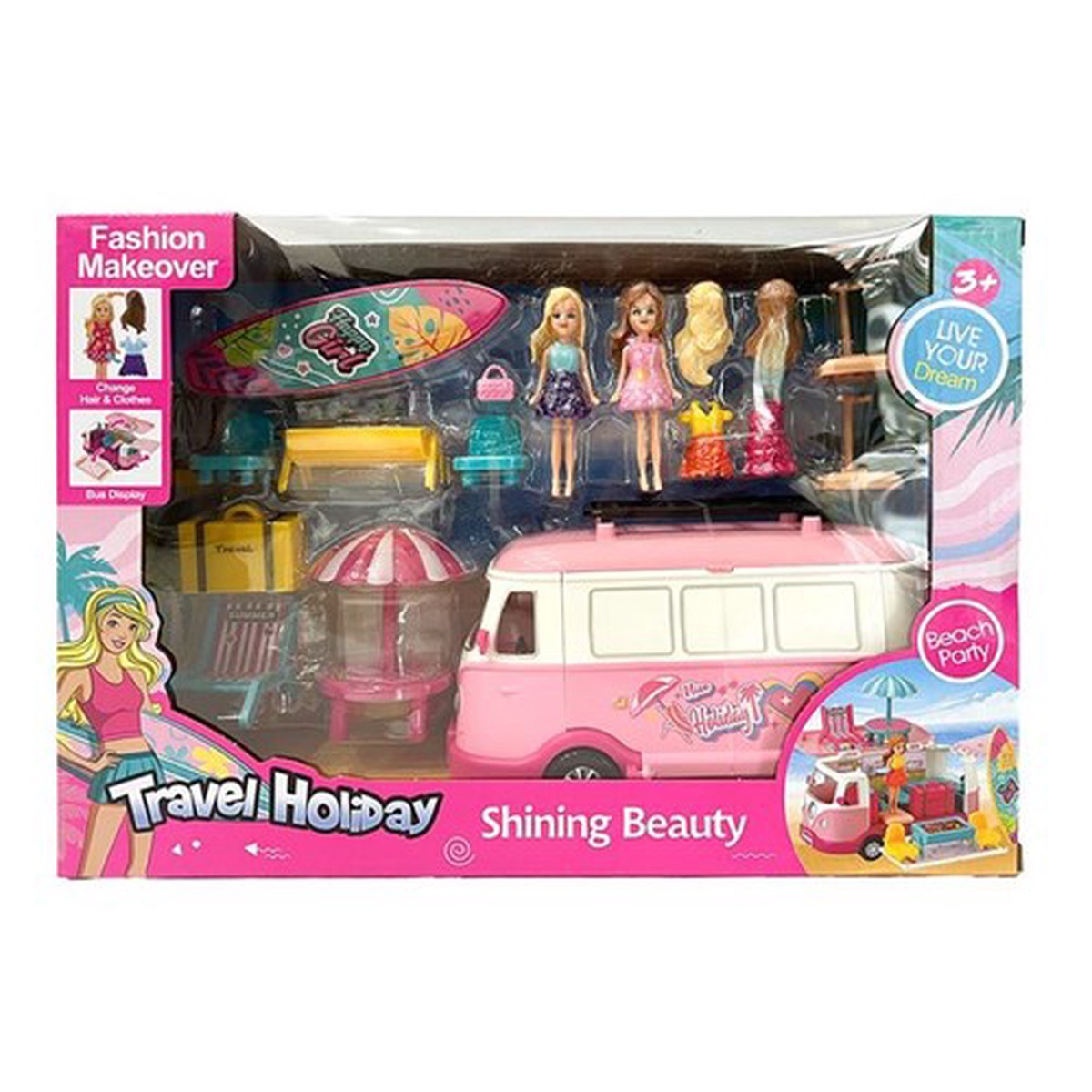 9pce Small Doll Combi Van & Surf Acc