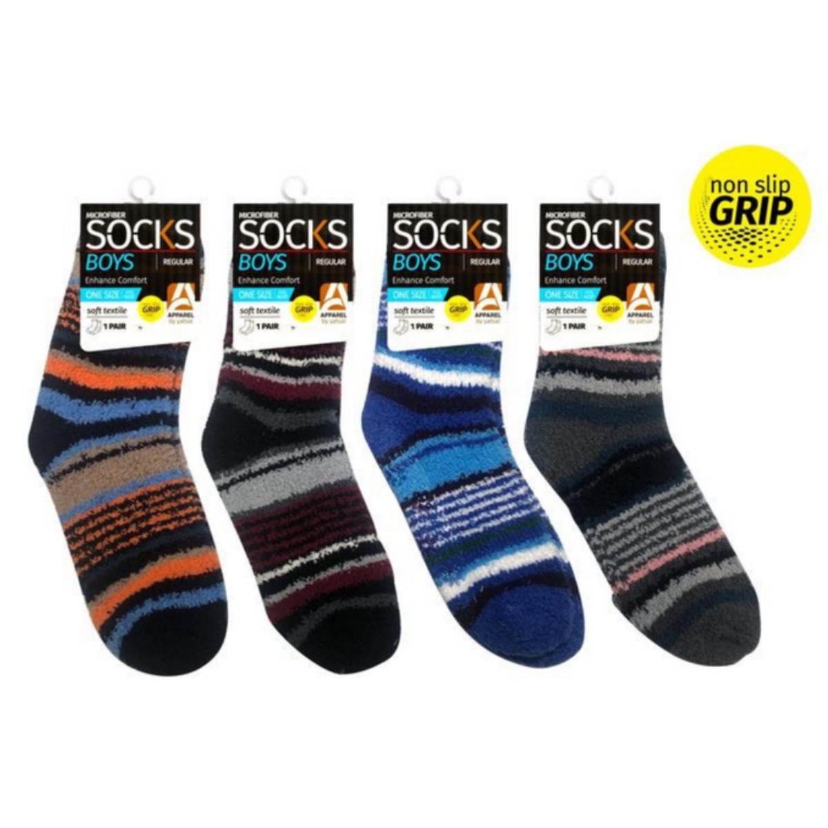 Boys Microfiber Socks Stripe Multi Assorted
