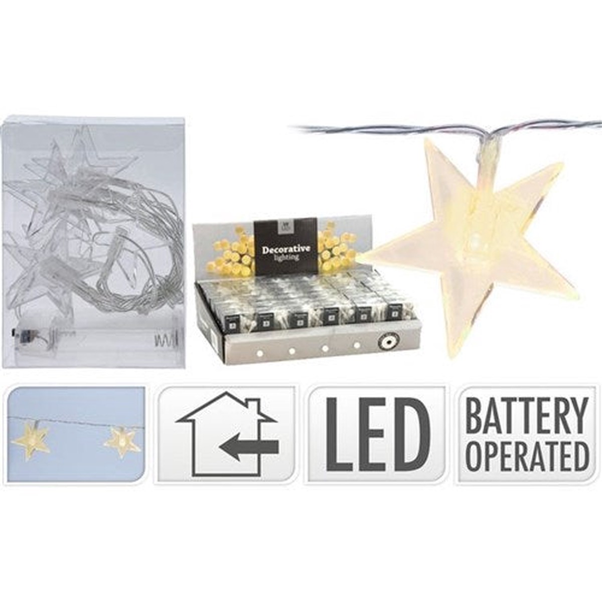 10LED Star Chain Warm White Battery Operated
