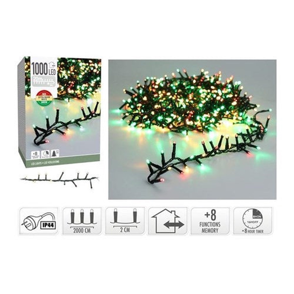 1000LED Snake Light Christmas 8F Mem+Timer20M