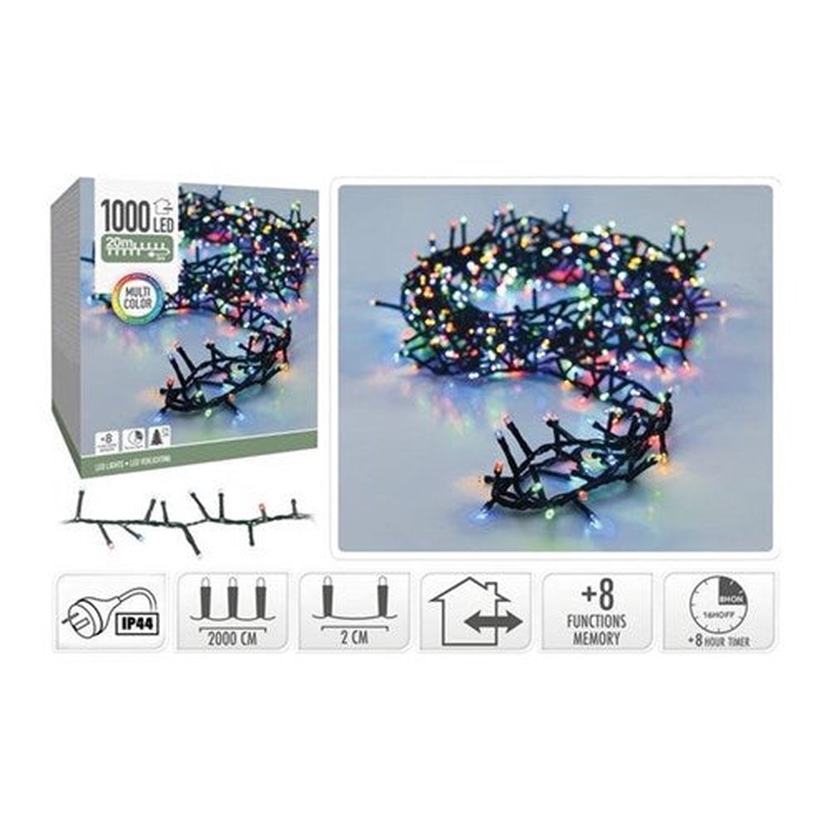 1000LED Snake Light Multi8F Mem+Timer20M
