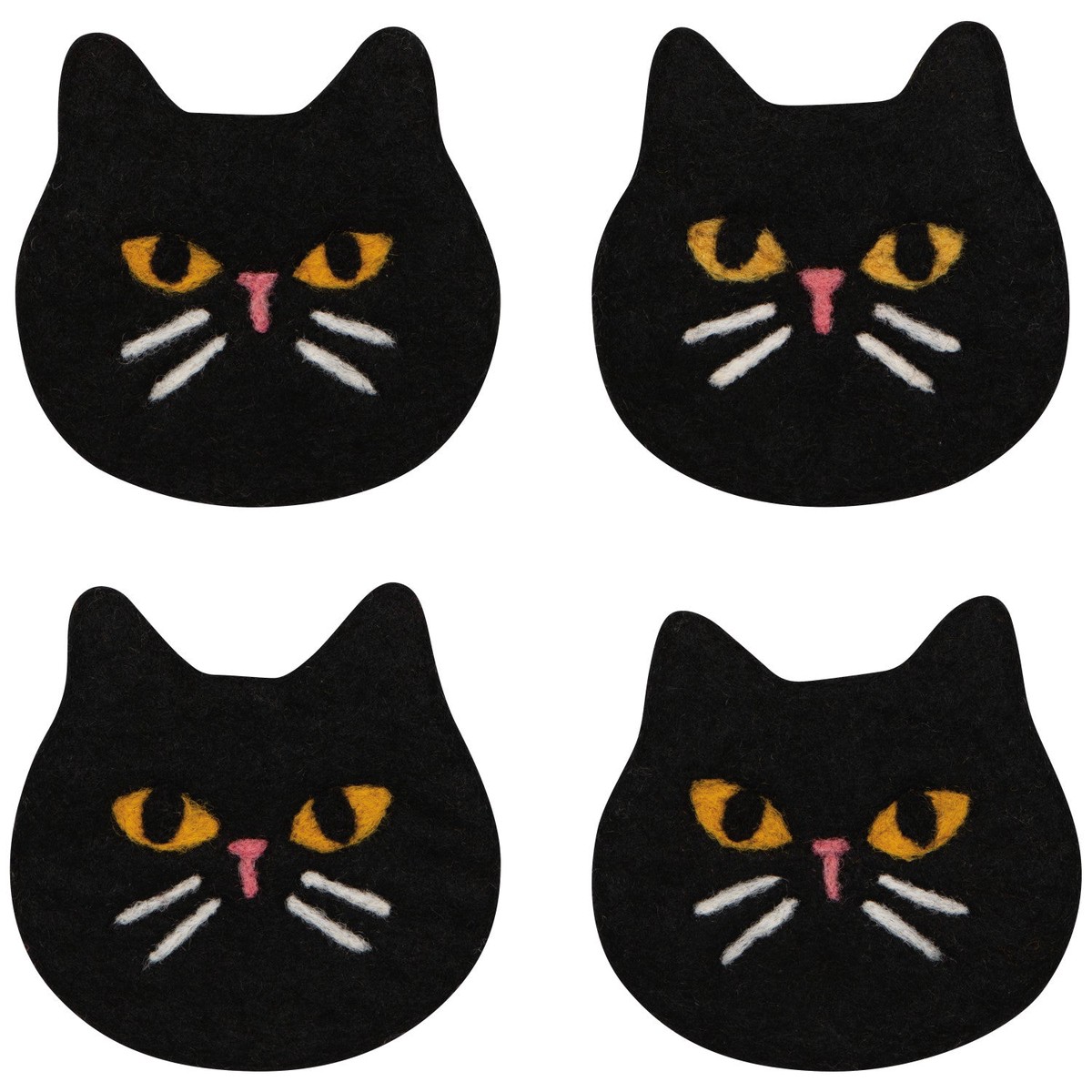 Black Cat Felt Coasters Set